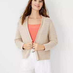 Ann Taylor Crochet Open Cardigan - XS